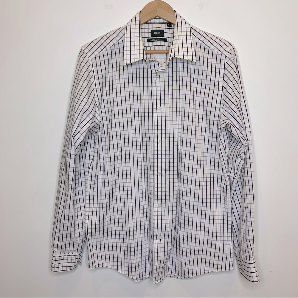 Mexx Semi-Slim Fit Button Up Dress Shirt Plaid